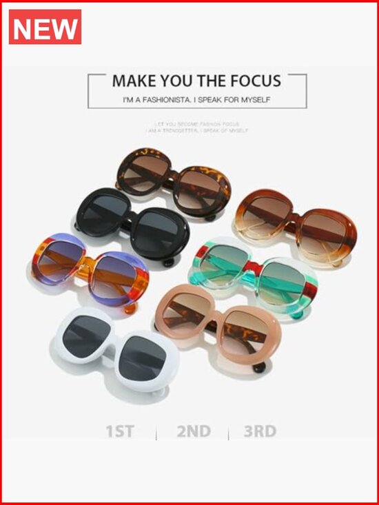 Oversized Oval Sunglasses Women Retro Thick Round Frame UV400 Protection main image 5